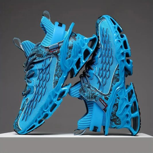 Men's Running Shoes Breathable Shock-Absorbing Lightweight Low-Top Sneakers Vibrant Blue TPU Sole and EVA Cushion for Gym Hikin