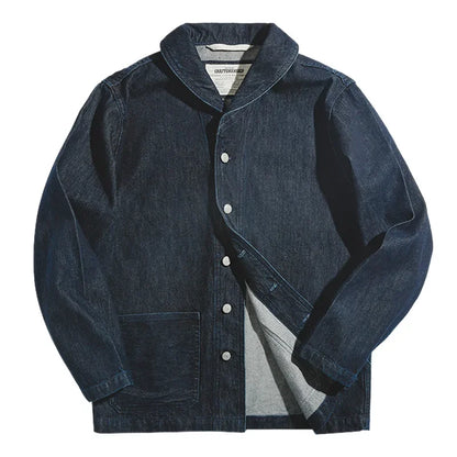 Maden Washed Denim Jackets for Men Vintage Workwear Coats Cotton Solid Hunting Denim Turn-down collar Casual Jacket Men Clothing