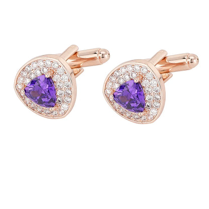 Men Luxury Vintage Metal Cufflinks Zircon Cuffs French Square Buckle Shirt Crystal Copper Cuffs