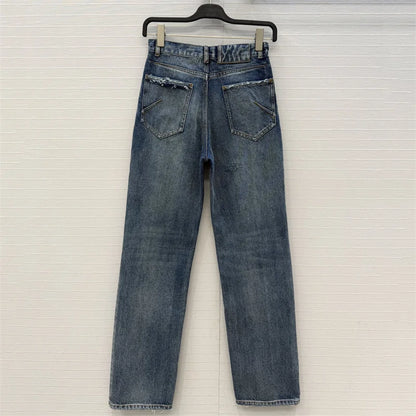Women's jeans New high waisted slim fit pencil pants for summer 2026 Vintage washed women's pants pure cotton denim pants y2k