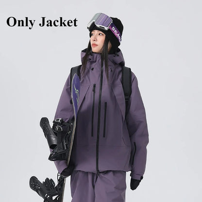 2026 New Women Skiing Jackets Loose Zipper Hooded Windproof Breathable Waterproof Ski Tops Outdoor Men Sports Snowboarding Coats
