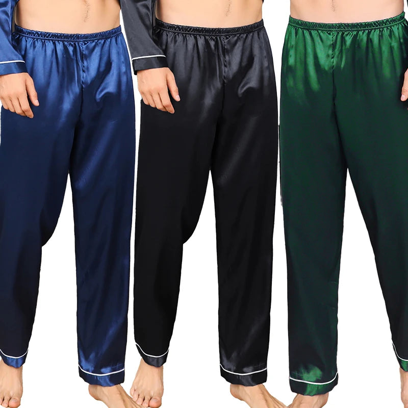 Men's Ice Silk Sleeping Pants Summer Large Casual Solid Color