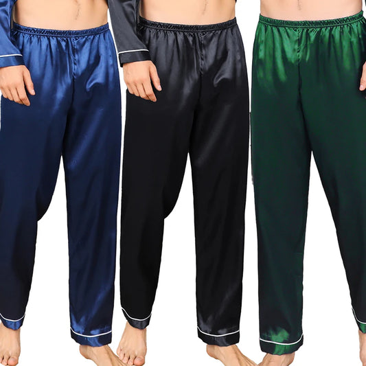 Men's Ice Silk Sleeping Pants Summer Large Casual Solid Color