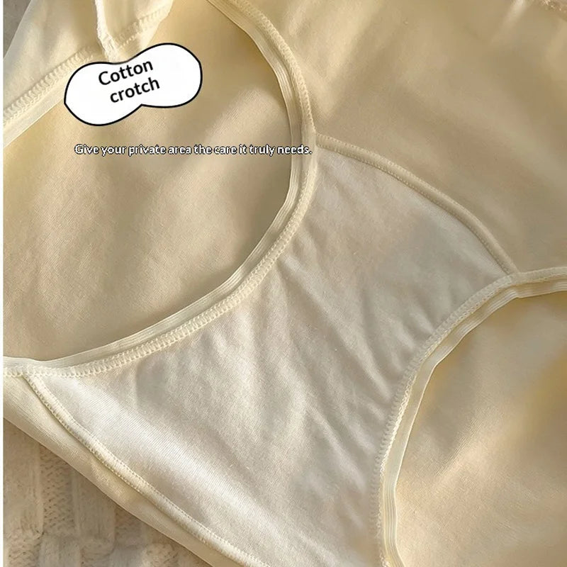 New Style Ladies' Underwear 100% Cotton Teenage Student Briefs Full-Cotton Extended-Crotch Mid-Rise Briefs Triangle Panties