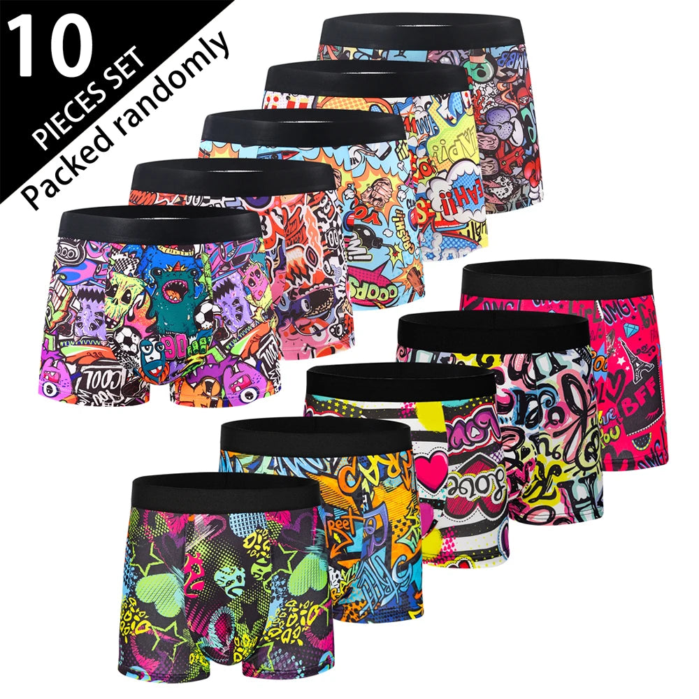 10-pack fashionable men's boxer shorts, comfortable, soft, fashionable