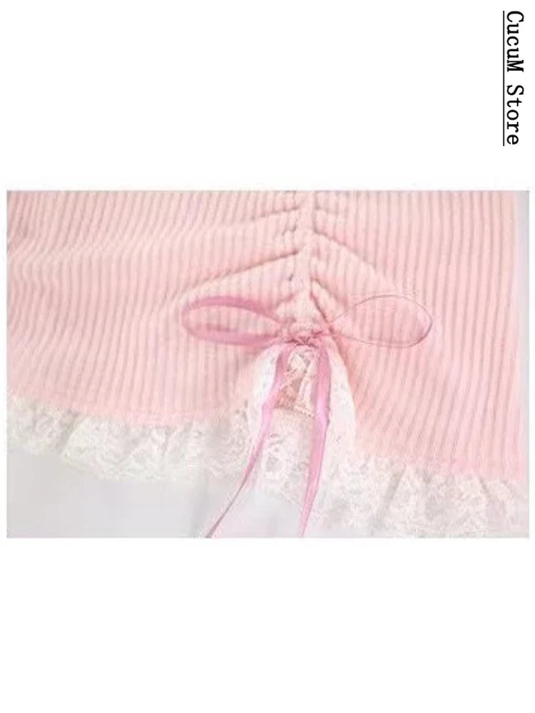 Japanese Kawaill Lolita Dress Women Bow Pink Party Mini Dresses Female Princess Korean Fashion 2 Piece Dress Set 2026 Summer