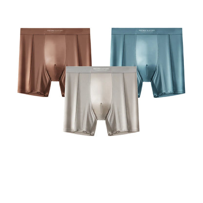 3PCS/Pack Luxury Satin-like Boxers Man Cool Ice Silk Antibacterial Breathable Quick-dry Underwear High Elastic