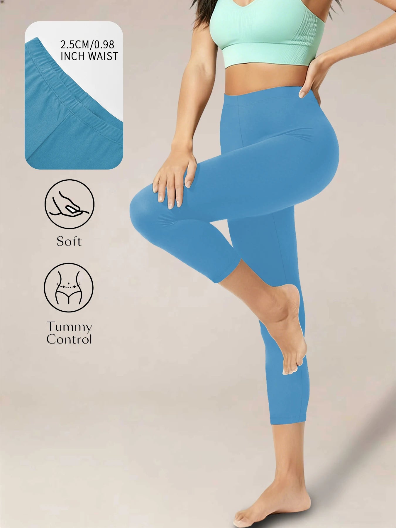 Super Soft Yoga Running Pants Women Capri Leggings No See Through Athletic Workout Home Casual Leggings