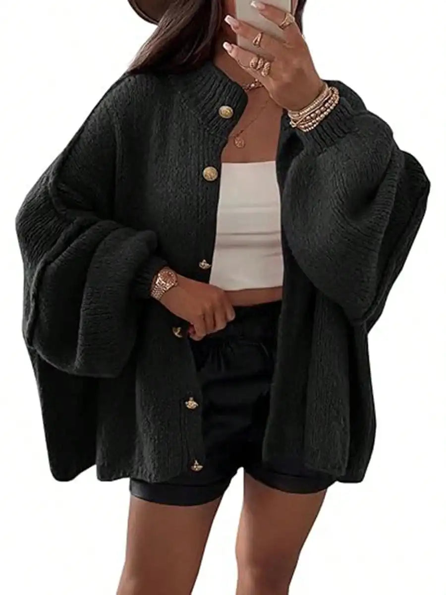 Womens Oversized Loose Fall Sweater Cardigans Long Lantern Sleeve Button Down Chunky Knit Coats