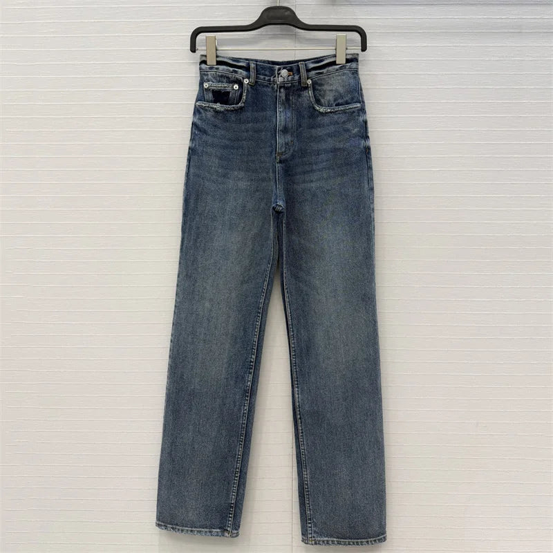 Women's jeans New high waisted slim fit pencil pants for summer 2026 Vintage washed women's pants pure cotton denim pants y2k