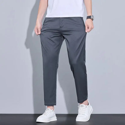 2026 New Spring Summer Ankle-Length Pants Men Straight Fit Fashion Thin Brand Clothing Solid Color Casual Trousers Male 28-38