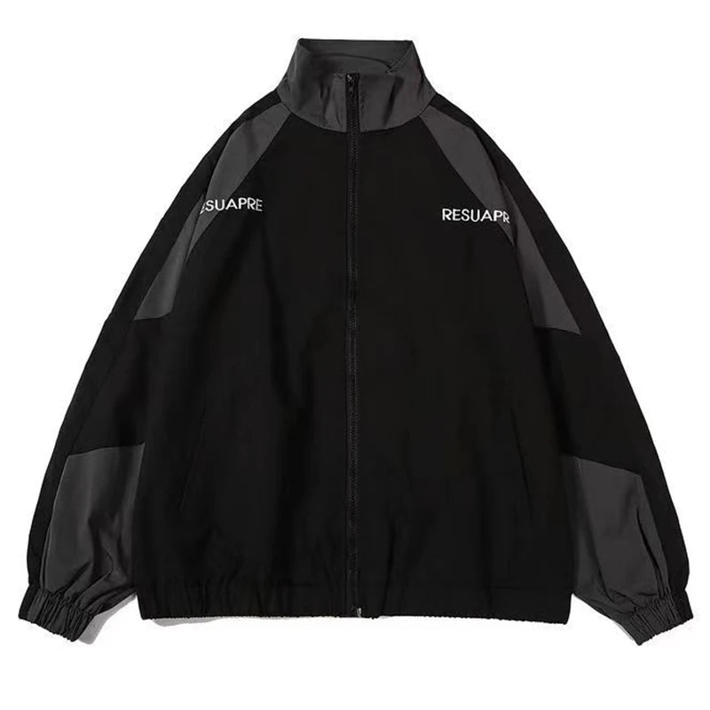 Reflective Striped Men's Jacket 2026 Hip Hop Streetwear Coats Zipper Up Jacket Windbreaker Harajuku Thin Coats Sports Black Blue