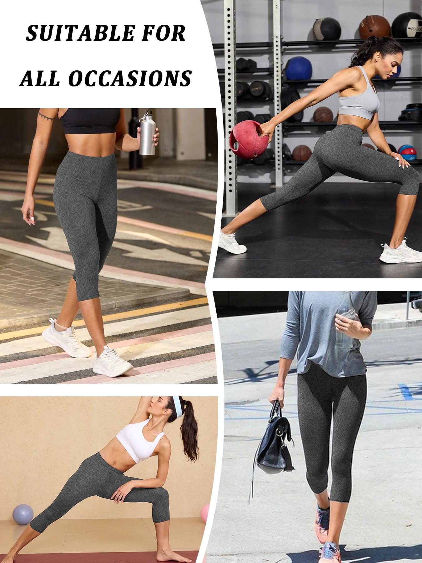 Super Soft Yoga Running Pants Women Capri Leggings No See Through Athletic Workout Home Casual Leggings