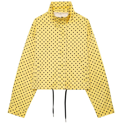 HXAO Polka Dot Bomber Jacket Women's Jackets Demi-Season Oversized Long Sleeve Top Outerwear Aviator Plus Size Zip Up Crop Coats