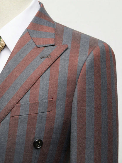 Men's Jacquard 2 Piece Suits Slim Fit Double Breasted Suit Jacket Pants Set Casual Wedding Casual Business