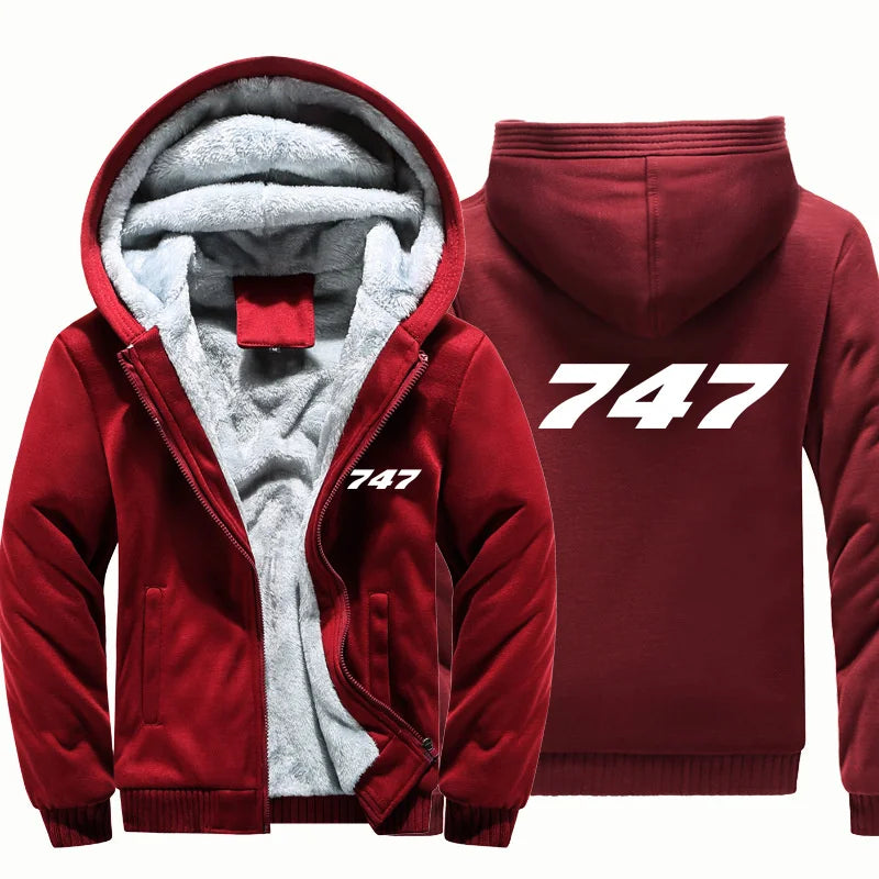 Hooded 747 Aviation Pilots Flight Fleece Warm Wool Thick Men Coat Jackets Autumn Winter Hoodies Sweatshirts