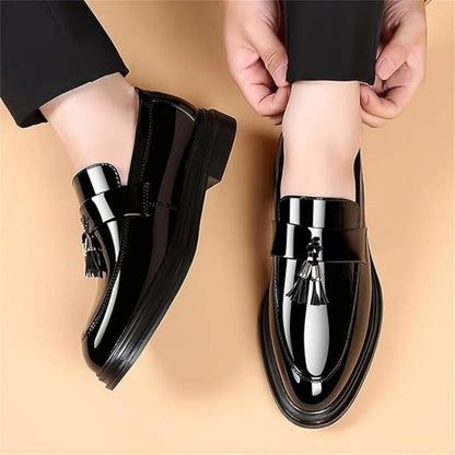 Men's Tassels High Gloss Patent Penny Slip On Loafers Fashion Formal Business Casual Oxford Dress Shoes for Men