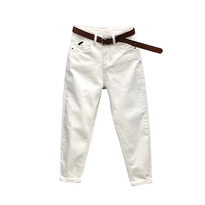 High Elastic Large Size Jeans Women's Casual Haren Pants 2023 Spring Summer Korean Ankle-Length Denim Pants Lady High Waist Jean