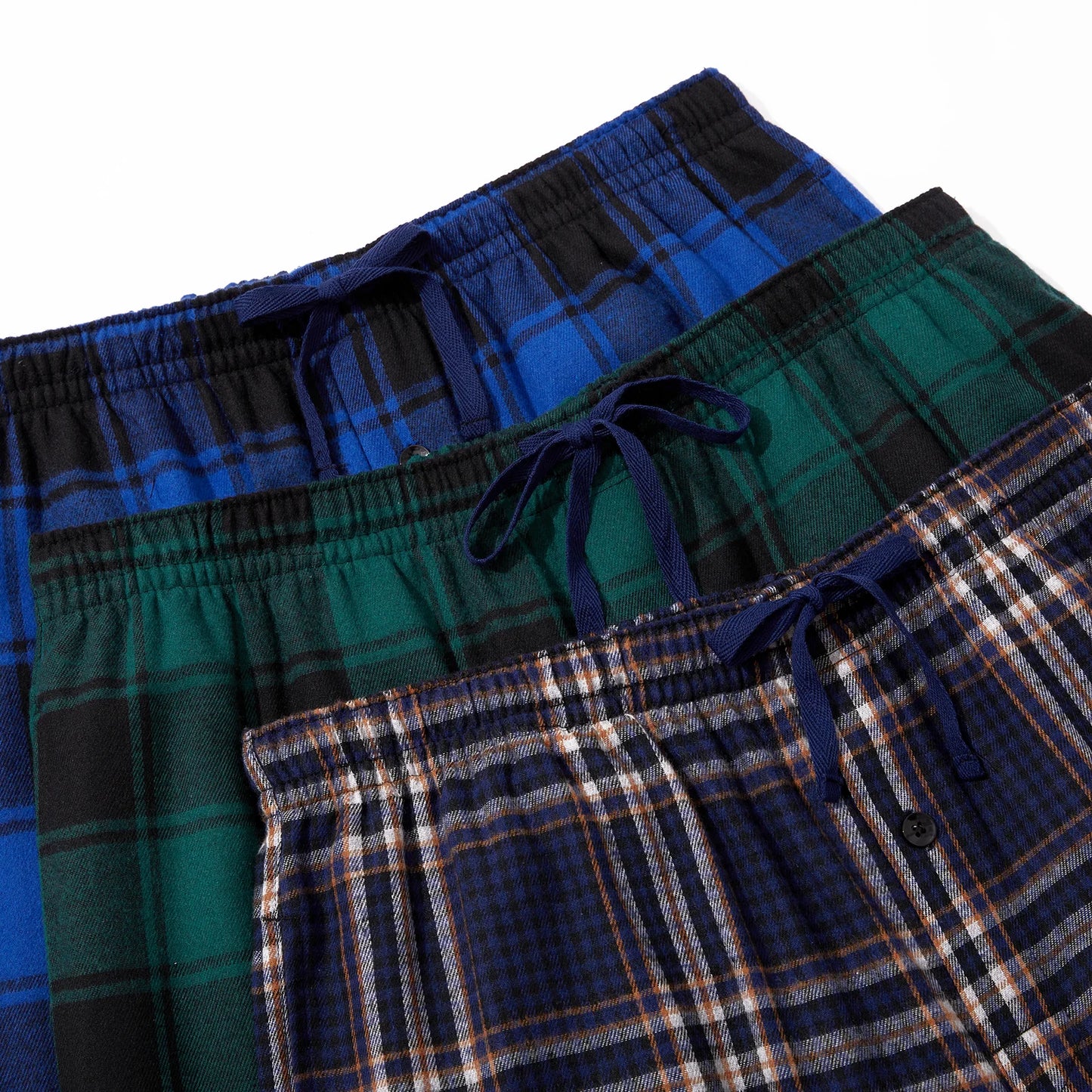Men's Pajama Bottom Flannel Trendy Plaid Solid Casual Comfy with Pocket Warm Loose Sleeping Pants Stretchy Elastic Waistband