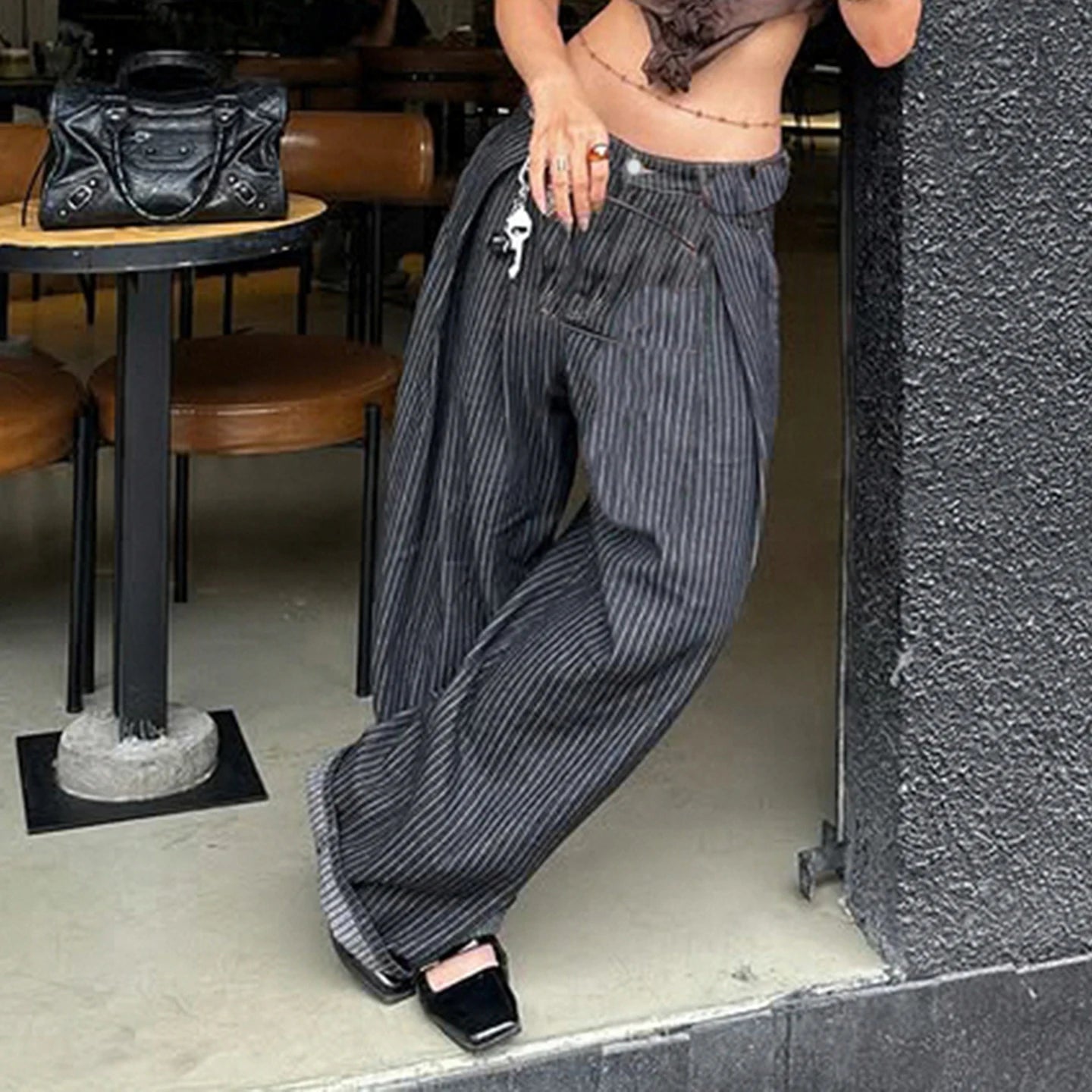 SUCHCUTE Women Striped Relaxed Fit Jeans Retro Low Rise Wide Leg Denim Pants Grunge Loose Trousers 2026 Spring Y2K Clothes 2026