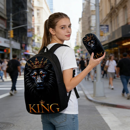 1/2/3/4/5pcs Lion King Pattern Backpack Set - Large-Capacity Casual Backpack with Matching Clutch & Tote Bag for Daily Use