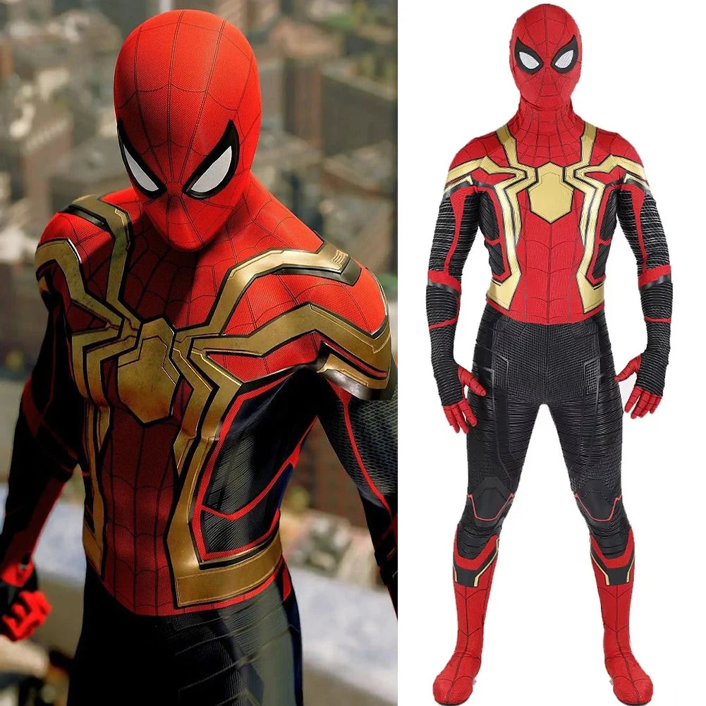 No Way Home Integrated Iron SM Cosplay Superhero Spandex Zentai Suits Spidey Bodysuit BUG Man Outfits Halloween Costume Adult