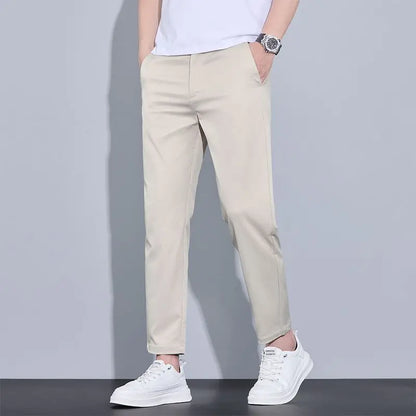 2026 New Spring Summer Ankle-Length Pants Men Straight Fit Fashion Thin Brand Clothing Solid Color Casual Trousers Male 28-38