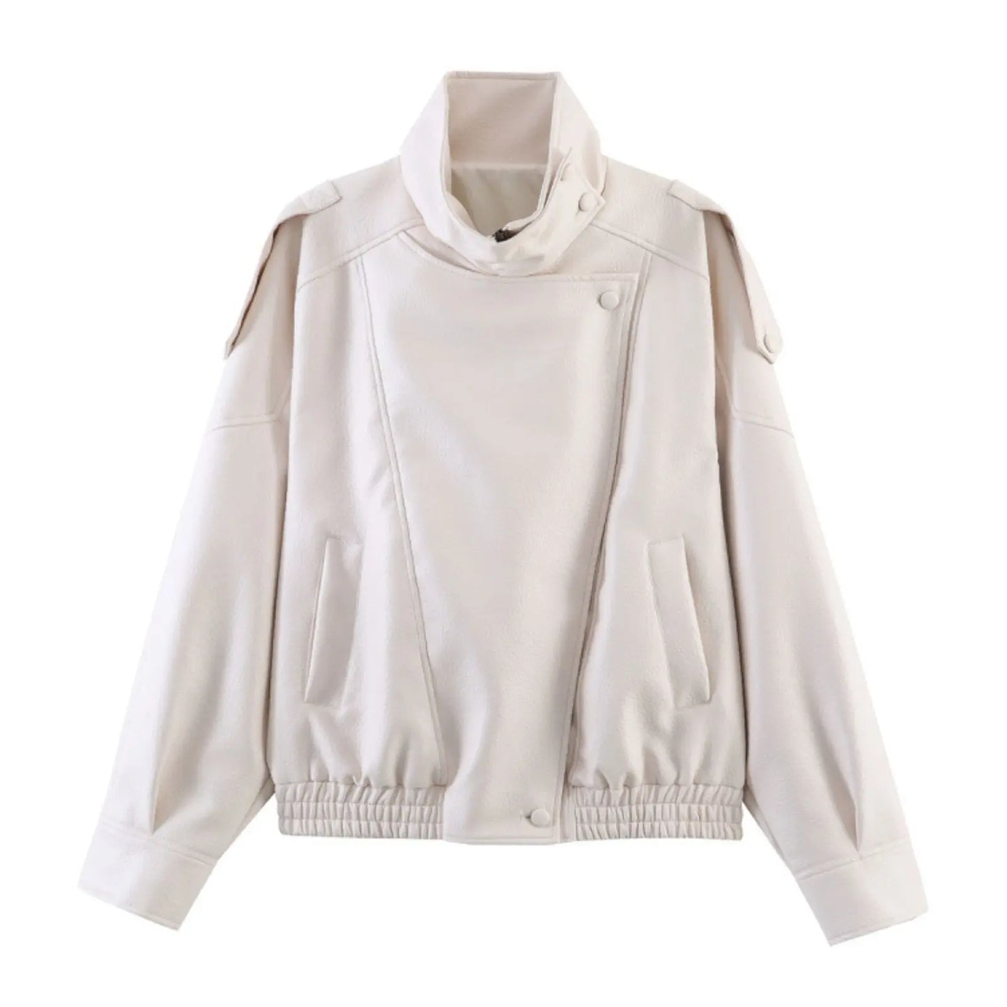 HH Women Autumn Elegant Street Style Coats Woman Asymmetric Button Pocket Long Sleeves Black Loose Zipper Slim Jackets