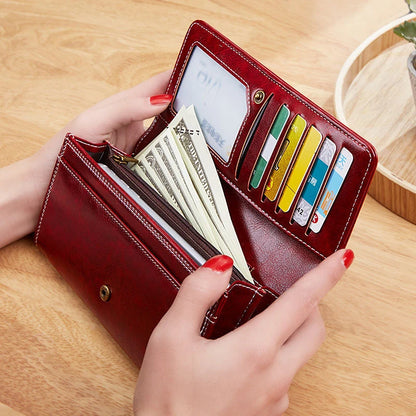 Women's Leather Wallet	Woman Luxury Long Wallets Fashion Women Purses Money Bags 2022 Handbags Women's Purse Cards Holder