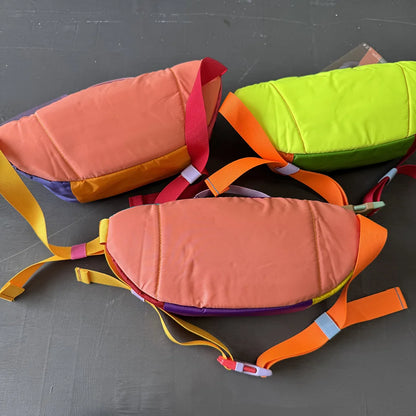 Color Block Spliced Nylon Fanny Pack Adjustable Strap Lightweight Crossbody Waist Bag Outdoor Hiking Travel Portable Chest Bag Multi Color Sling Belt Bag