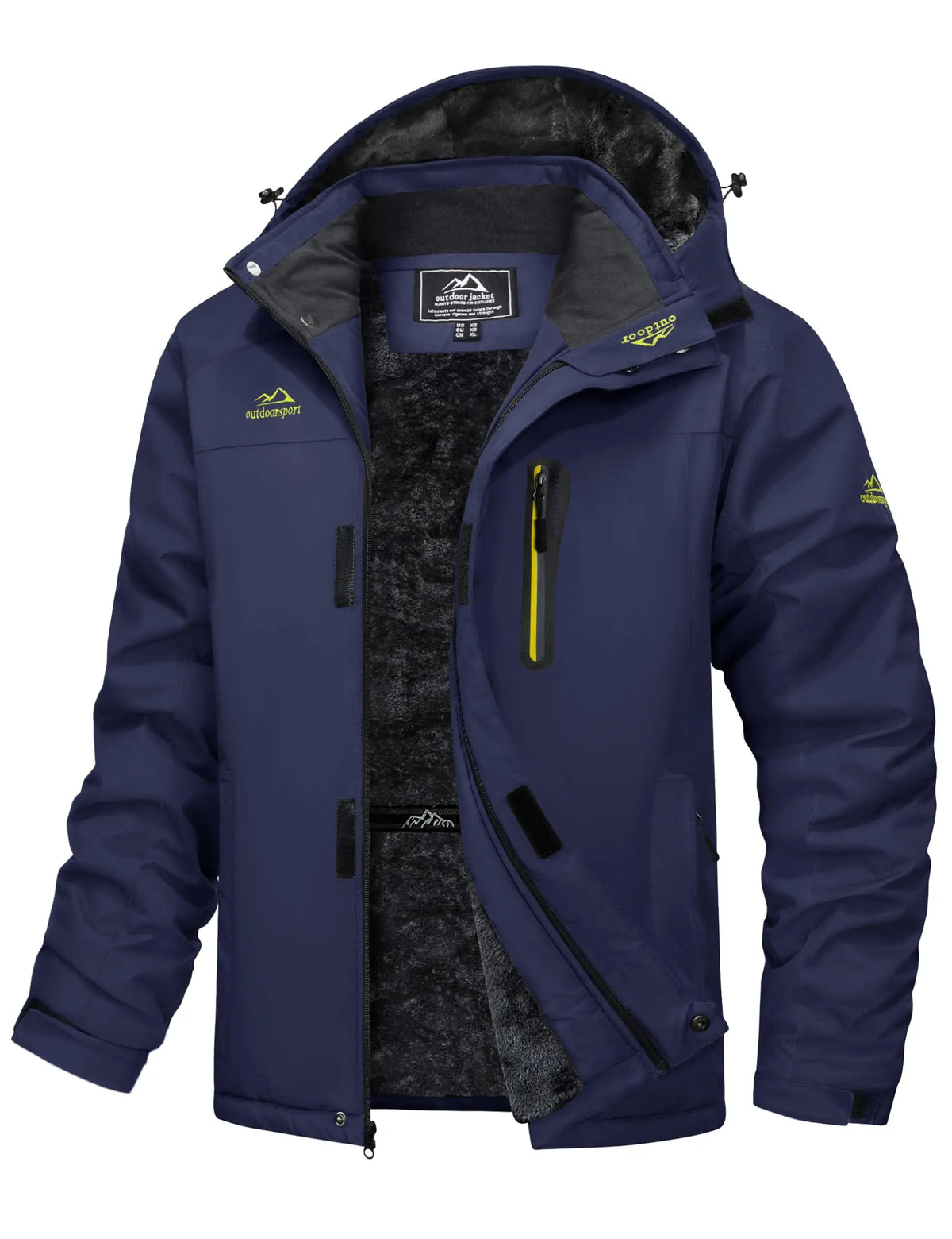 Men's Winter Jacket Waterproof Windproof Fleece Lined Parka Warm Thermal Coat with Removable Hood Outdoor Ski Snowboard Jacket