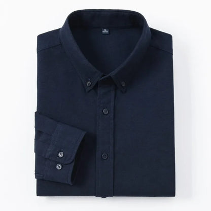 Men's Slim-Fit Oxford Cotton Shirt: Long Sleeves, Casual Breathable Fabric, Exquisite Craftsmanship, Brand with OEM Processing
