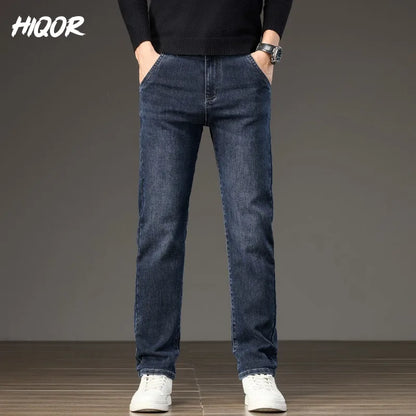 HIQOR New In Korean Men's Casual Long Jeans Classic Man Straight Denim Wide-leg Pants Solid Baggy Trousers Fashion Business Jean