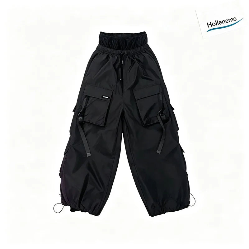 Men Women Winter Ski Snowboard Pants Cargo Multi‑Pocket Waterproof Windproof Drawstring Waist Adjustable Cuff Purple SnowTrouser