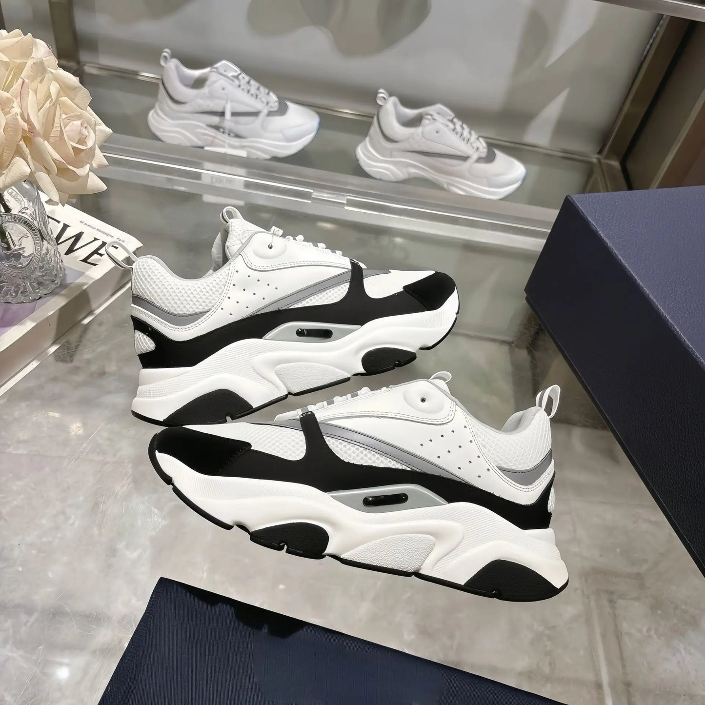 Men's Sport Shoes High Version B22 Cowhide Lightweight Breathable Mesh Contrast Color Laces Reflective Comfortable Unisex
