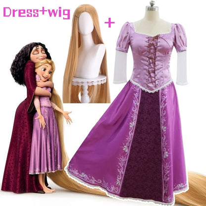 Tangled Rapunzel Women’s Long Hair Princess Costumes Cosplay Costume Adult Carnival Uniform Halloween Costumes