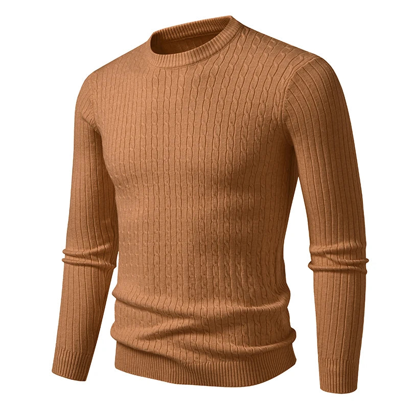 New Men's Crew Neck Sweaters Long Sleeve Lightweight Knit Dress Pullover Sweaters Casual outwear Twist Patterned Cable Sweaters
