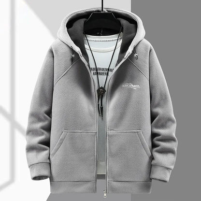 2024 Men's Hooded Shirt Long Sleeve Thickened Polar Fleece Zip-up Hoodies Warm Autumn Winter Jacket Male Big Size 12XL 10XL Plus