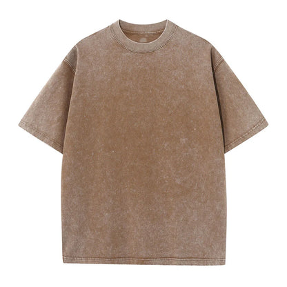Washed T-Shirt 230G 100Cotton Solid Oversized Loose Fitness Mens Tee Tops Dropped Shoulders Short Sleeve Gym Bodybuilding Shirts