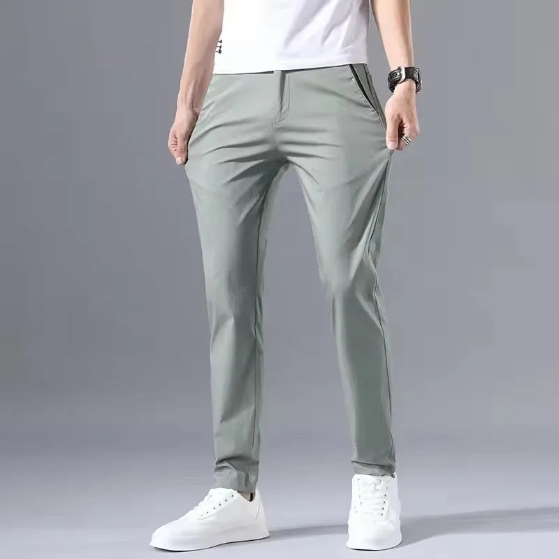 2025 Spring Autumn Thin Slim Men Casual Pants Classic Business Cotton Stretch Golf Trousers Fashion Male Clothing Pants