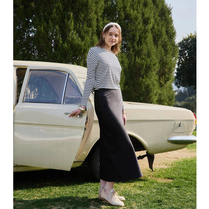 AP 2026 Spring and Summer Women Satin Skirt Solid Color High Quality