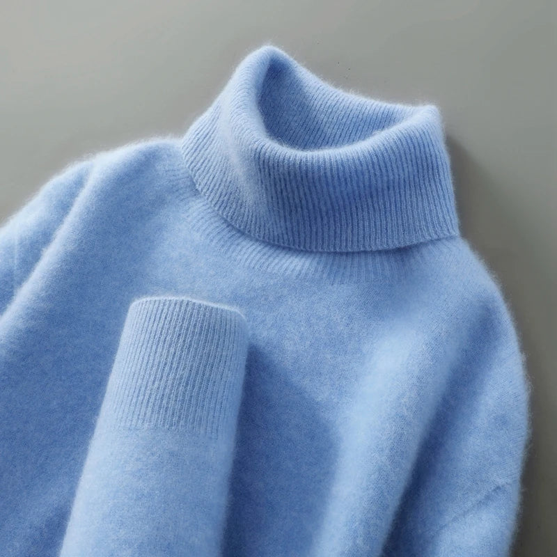100% Wool High Neck Sweater with Pullover for Men, Autumn and Winter Warm and Full Sleeved Hot Selling New Knitted Base Sweater