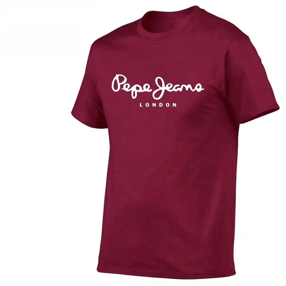 2026 New Pepe Jeans London Logo T-Shirt, Summer Men's Short-Sleeve Trendy Fashionable Pure Cotton Top, Street Style T-Shirt Clot