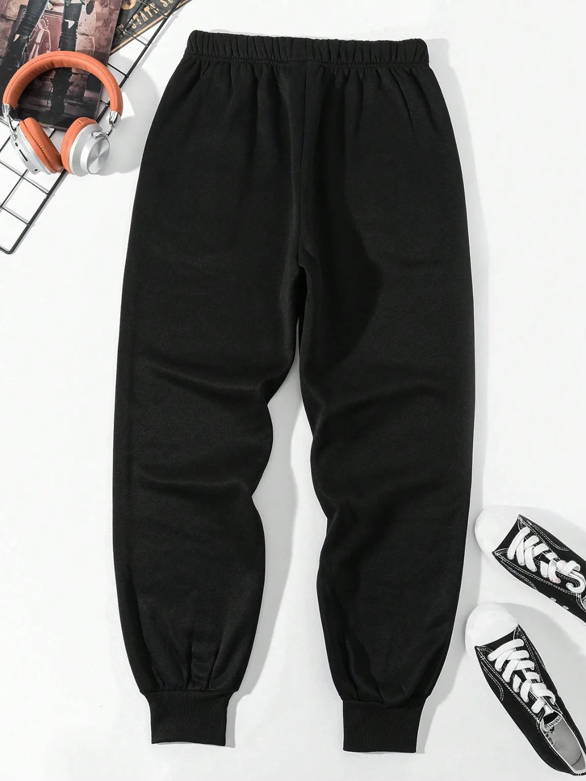Men's Smiling Face Printed Drawstring Waist Pants for Rave Trendy Pattern Drawstring Sweatpants Casual Slightly Stretch Joggers