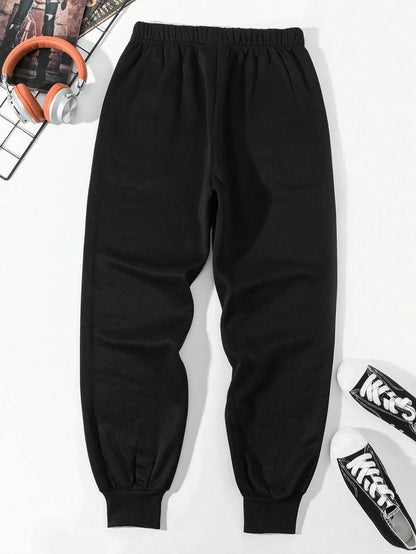 Men's Smiling Face Printed Drawstring Waist Pants for Rave Trendy Pattern Drawstring Sweatpants Casual Slightly Stretch Joggers