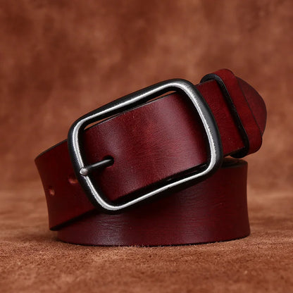 3.8CM Men High Quality Genuine Leather Belt Luxury Pin Buckle Belts Thick Cowskin Fashion Vintage Strap Male Jeans for Man