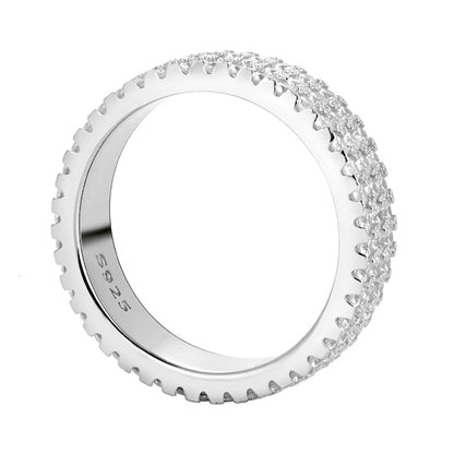 BLUEENCH Full Moissanite Ring 925 Sterling Sliver Plated 18k Eternity Band Hip Hop Rings for Woman
