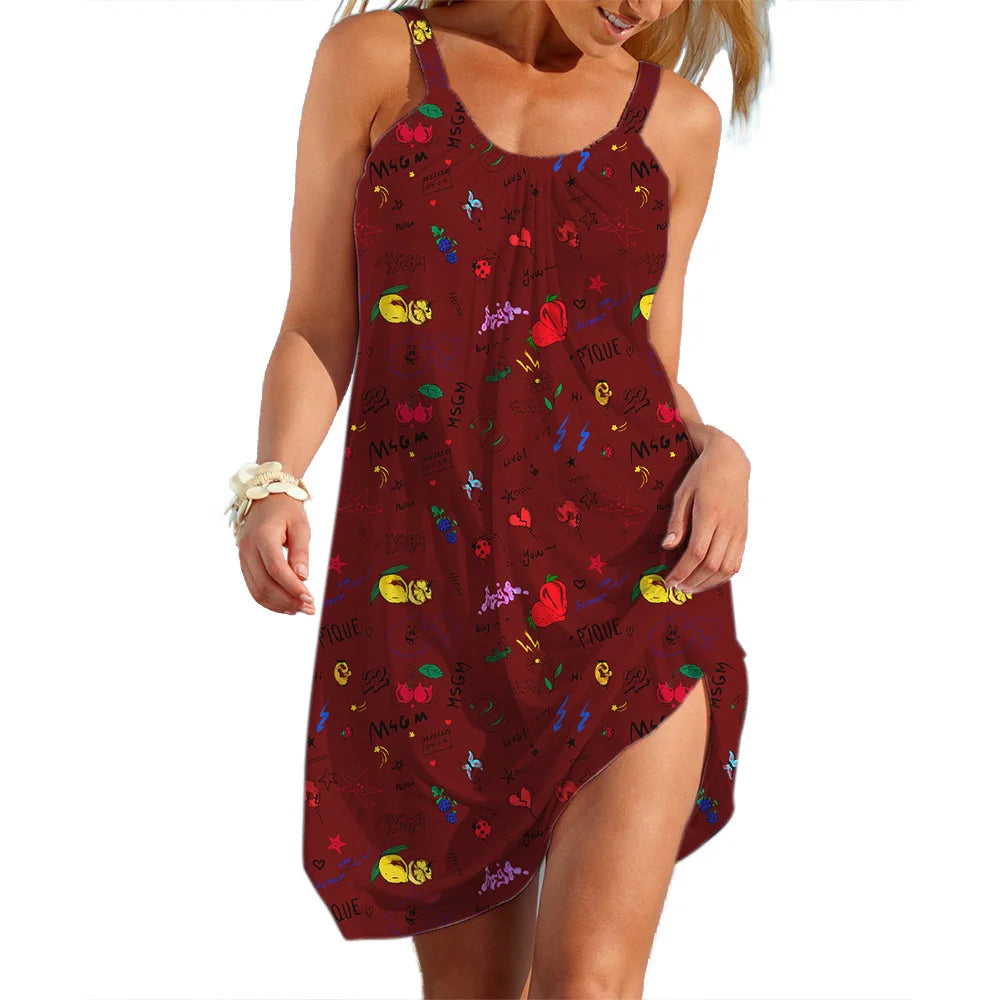 Summer Women's Slip Dress Casual Clothes Sale Lady Pastoral style Flower Streetwear Woman Loose Dresses Girl Sleeveless Skirt