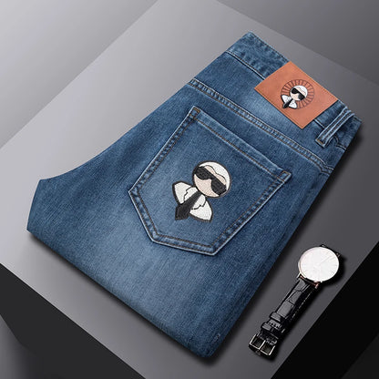 Fashion Men Jeans Stretch Straight Leg Casual Slim Fit Denim Pants Male Brand Luxury Design