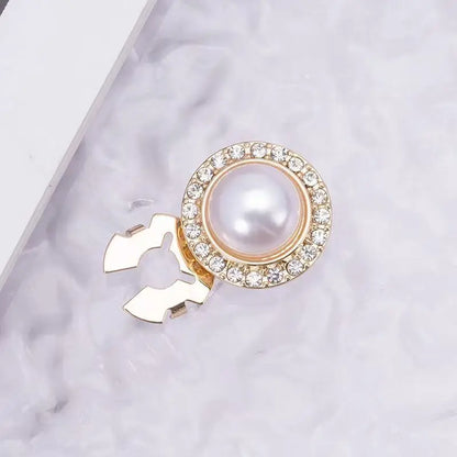 5Pcs Crystal Pearl Clip Cufflinks for Mens Luxury on Button Covers Detachable Decorative Buttons for Shirts Coats Blouses Women